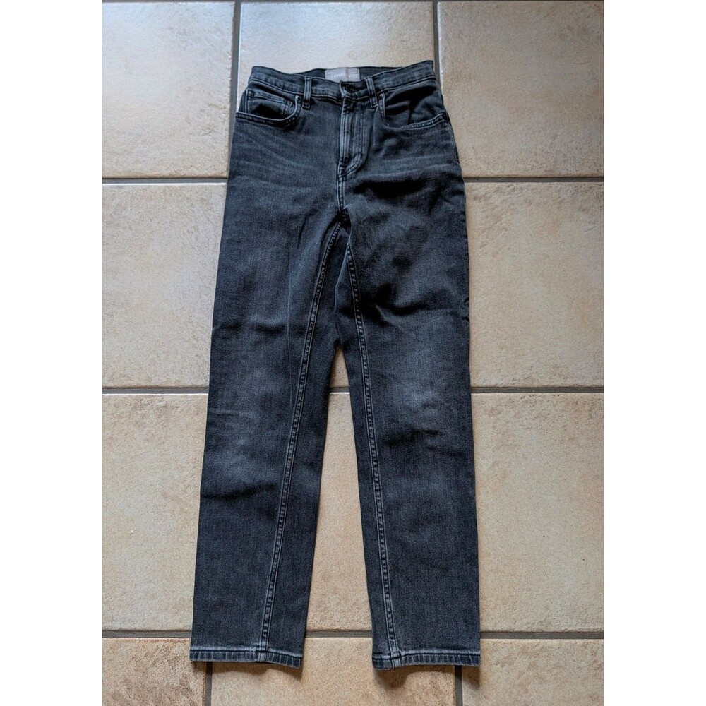 Everlane High Waist Rise Straight 25" Ankle Gray Denim Jeans Stretchy Taper